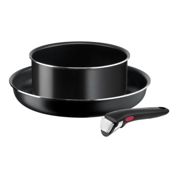 Tefal - Virtuvės indų rinkinys 3 vnt. INGENIO EASY COOK & CLEAN BLACK