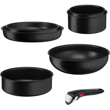 Tefal - Virtuvės indų rinkinys 7 vnt. INGENIO BLACK STONE