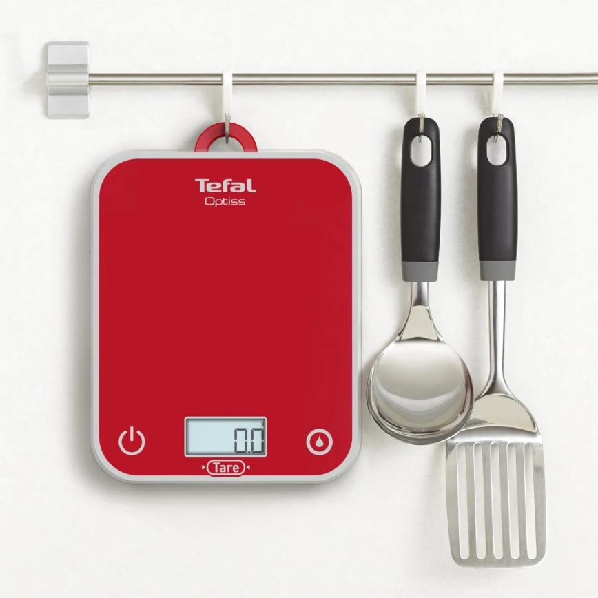 Tefal - Virtuvinės svarstyklės OPTISS 2xAAA raudona