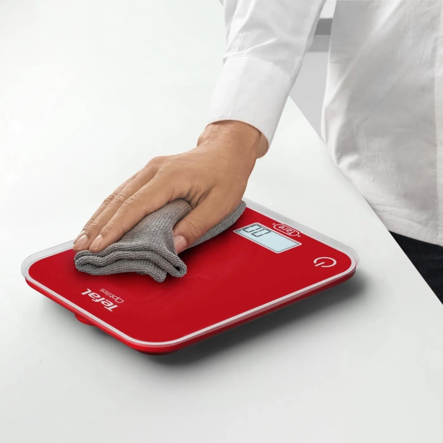 Tefal - Virtuvinės svarstyklės OPTISS 2xAAA raudona