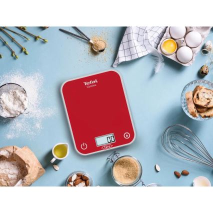 Tefal - Virtuvinės svarstyklės OPTISS 2xAAA raudona