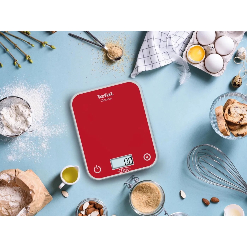 Tefal - Virtuvinės svarstyklės OPTISS 2xAAA raudona