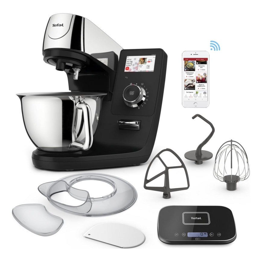 Tefal - Virtuvinis kombainas su svarstyklėmis I-COACH TOUCH 1200W/230V iš nerūdijančio plieno