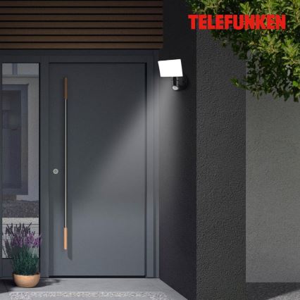 Telefunken 304305TF - LED sieninis lauko šviestuvas su jutikliu LED/24W/230V IP44 juoda