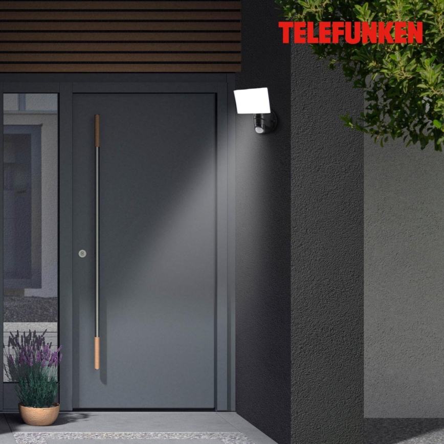 Telefunken 304305TF - LED sieninis lauko šviestuvas su jutikliu LED/24W/230V IP44 juoda