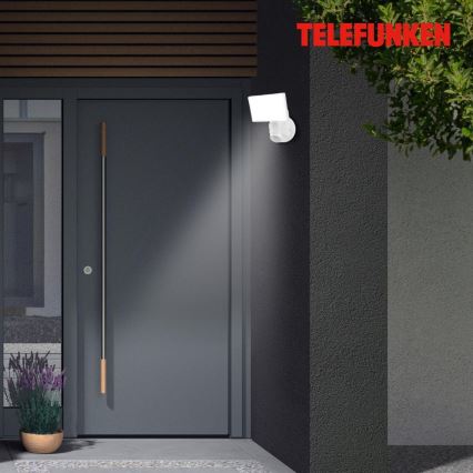 Telefunken 304306TF - LED sieninis lauko šviestuvas su jutikliu LED/16W/230V IP44 balta