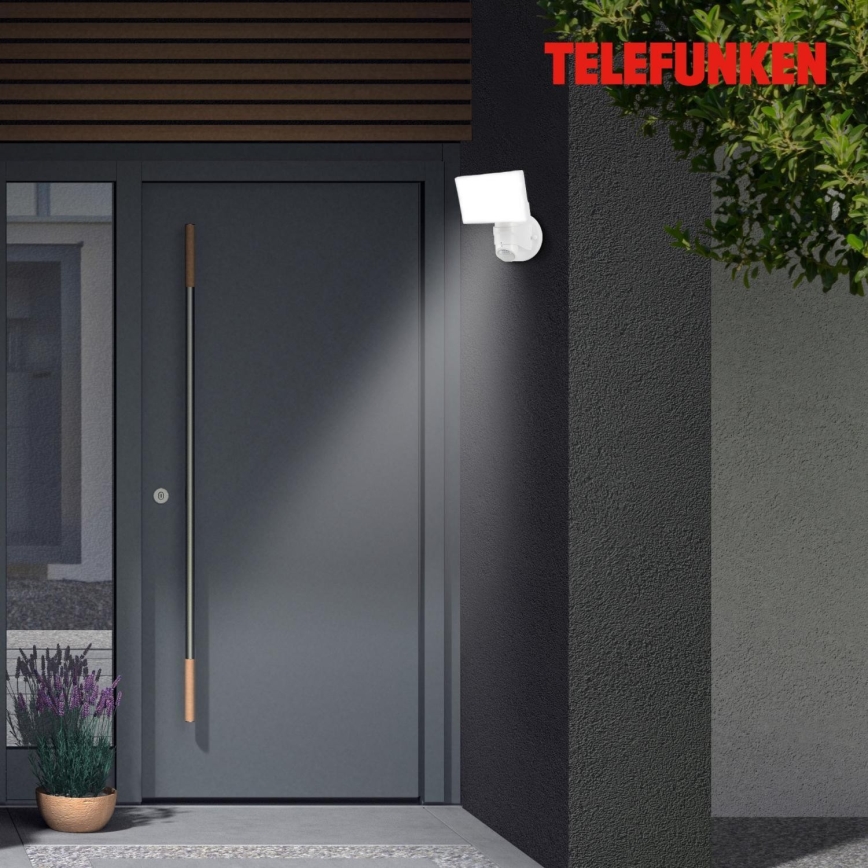 Telefunken 304306TF - LED sieninis lauko šviestuvas su jutikliu LED/16W/230V IP44 balta