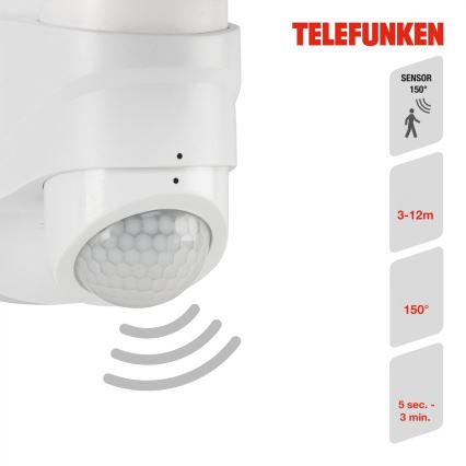 Telefunken 304306TF - LED sieninis lauko šviestuvas su jutikliu LED/16W/230V IP44 balta