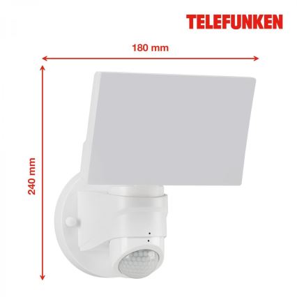 Telefunken 304306TF - LED sieninis lauko šviestuvas su jutikliu LED/16W/230V IP44 balta