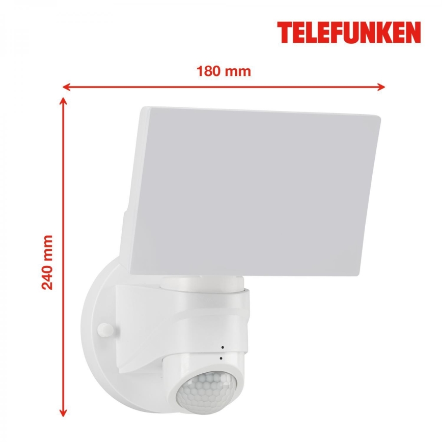 Telefunken 304306TF - LED sieninis lauko šviestuvas su jutikliu LED/16W/230V IP44 balta