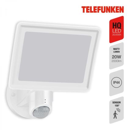 Telefunken 304406TF - LED Lauko sieninis prožektorius su jutikliu LED/20W/230V IP44