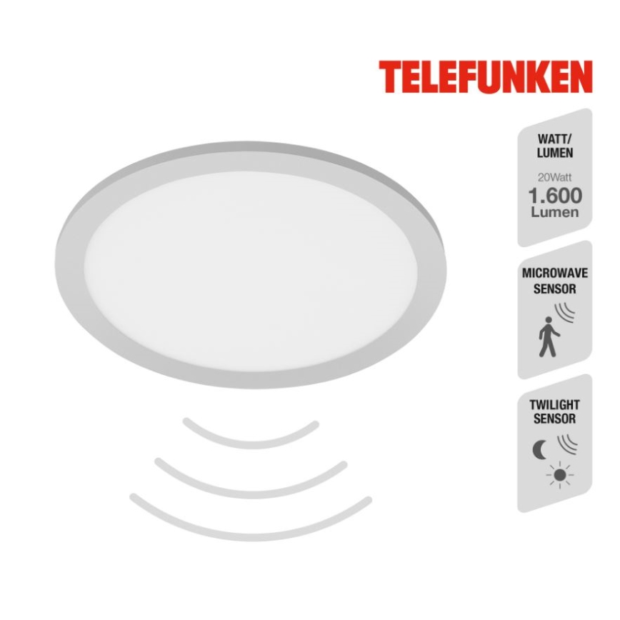 Telefunken 309004TF - LED lubinis šviestuvas su jutiklis LED/20W/230V
