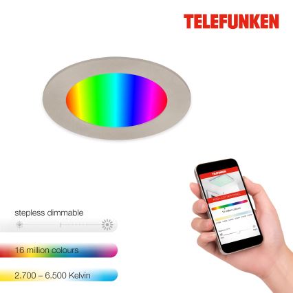 Telefunken 309302TF - LED RGBW Pritemdomas įleidžiamas lubinis vonios šviestuvas LED/6W/230V 2700-6500K IP23 Wi-Fi Tuya