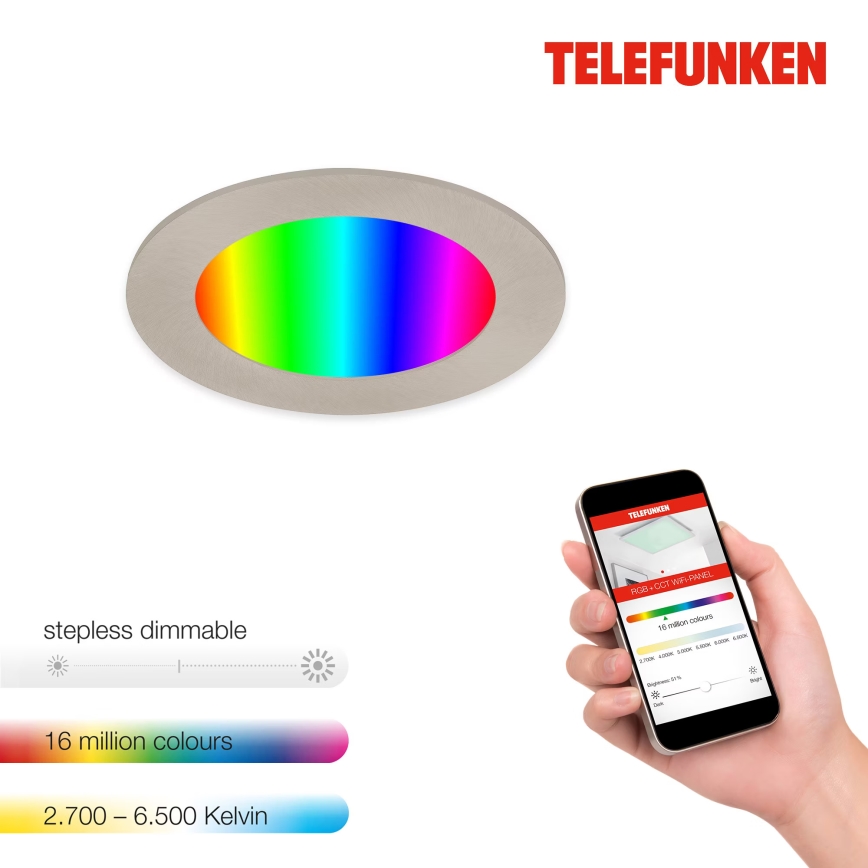 Telefunken 309302TF - LED RGBW Pritemdomas įleidžiamas lubinis vonios šviestuvas LED/6W/230V 2700-6500K IP23 Wi-Fi Tuya