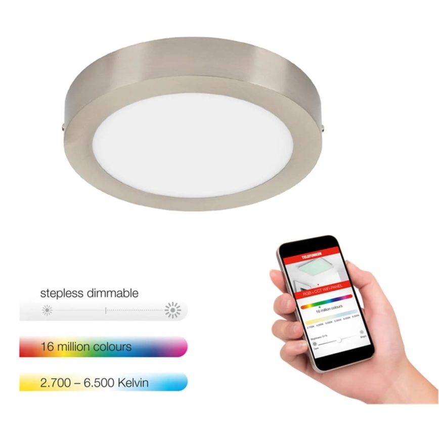 Telefunken 309502TF - LED RGBW Reguliuojamas lubinis šviestuvas LED/18W/230V 2700-6500K Wi-Fi Tuya + nuotolinio valdymo pultas
