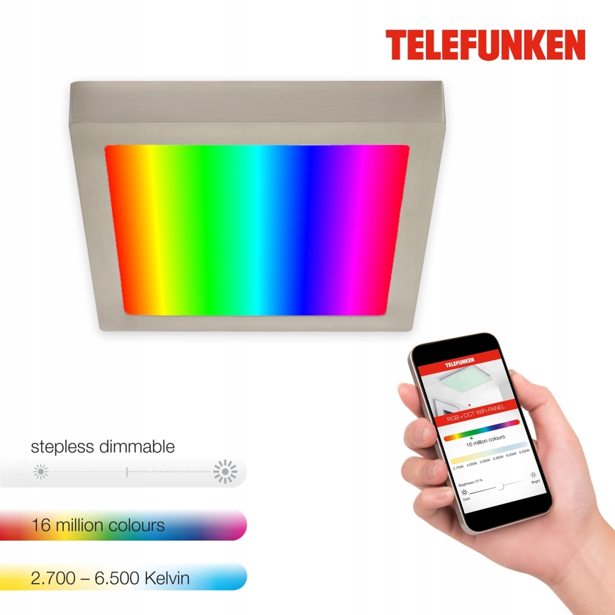 Telefunken 309602TF - LED RGBW Reguliuojamas lubinis šviestuvas LED/18W/230V 2700-6500K Wi-Fi Tuya