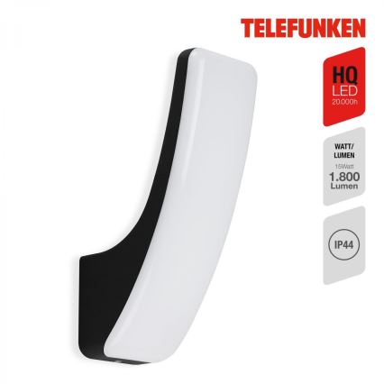 Telefunken 311605TF - LED sieninis lauko šviestuvas LED/15W/230V IP44 juoda