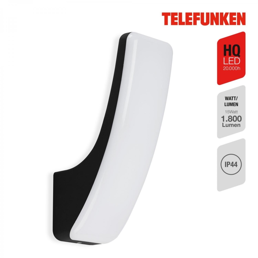 Telefunken 311605TF - LED sieninis lauko šviestuvas LED/15W/230V IP44 juoda