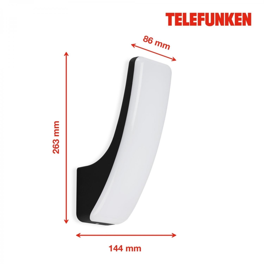 Telefunken 311605TF - LED sieninis lauko šviestuvas LED/15W/230V IP44 juoda