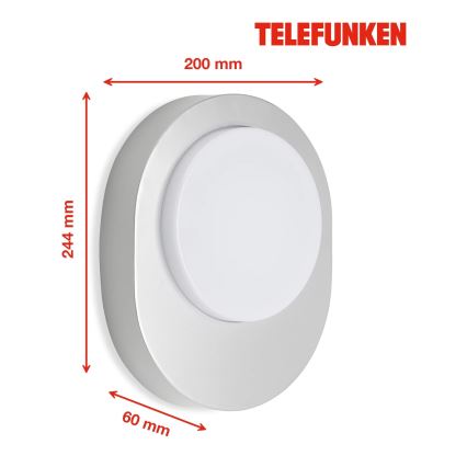 Telefunken 312004TF - LED sieninis lauko šviestuvas LED/8W/230V IP44 sidabras