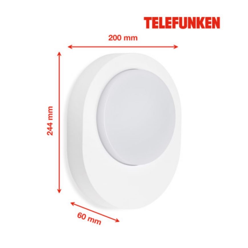 Telefunken 312006TF - LED sieninis lauko šviestuvas LED/8W/230V IP44 balta