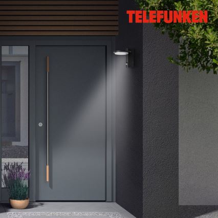 Telefunken 312505TF-LED Lauko sieninis šviestuvas su jutikliu LED/10W/230V IP44 juoda
