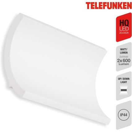 Telefunken 312806TF - LED sieninis lauko šviestuvas 2xLED/6W/230V IP44 balta