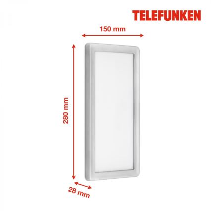 Telefunken 313604TF - LED sieninis lauko šviestuvas LED/16W/230V IP44 sidabras