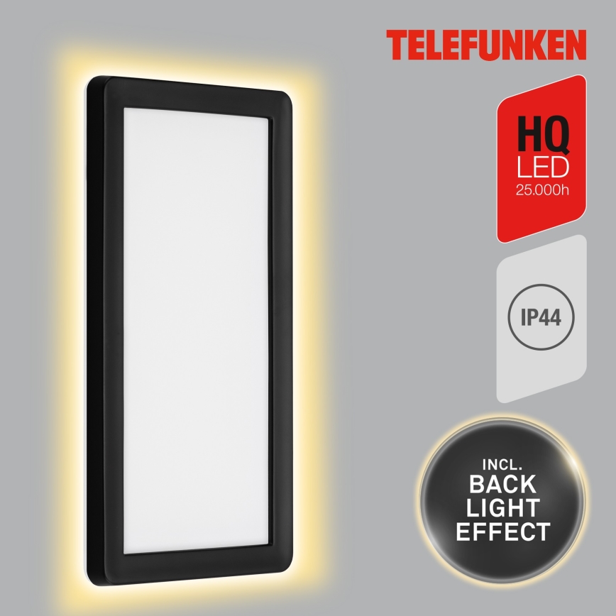 Telefunken 313605TF - LED sieninis lauko šviestuvas LED/16W/230V IP44 juoda