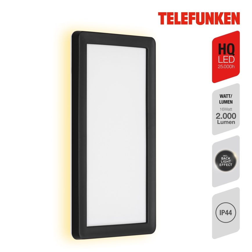 Telefunken 313605TF - LED sieninis lauko šviestuvas LED/16W/230V IP44 juoda
