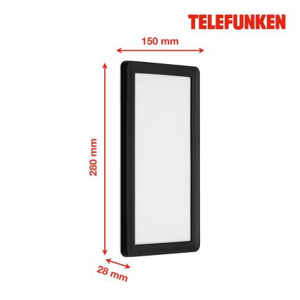 Telefunken 313605TF - LED sieninis lauko šviestuvas LED/16W/230V IP44 juoda