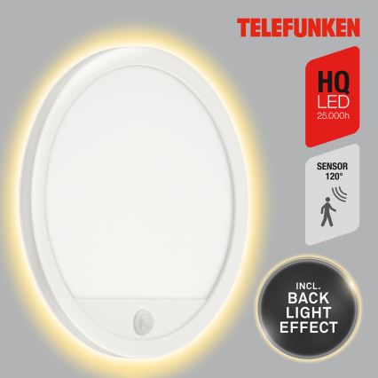 Telefunken 313706TF - LED Lauko sieninis šviestuvas su jutikliu LED/15W/230V IP44 balta