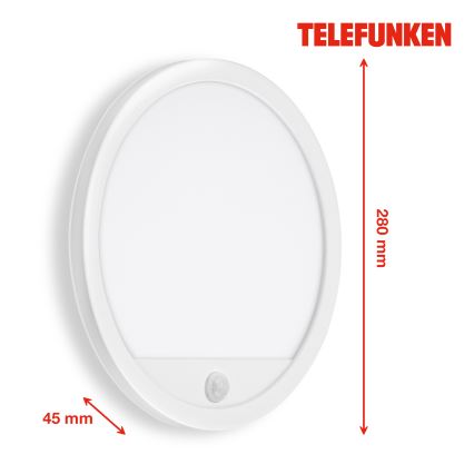 Telefunken 313706TF - LED Lauko sieninis šviestuvas su jutikliu LED/15W/230V IP44 balta