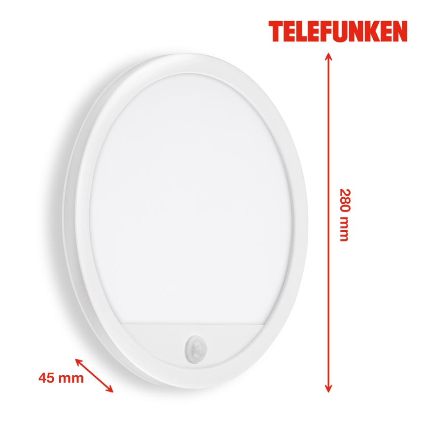Telefunken 313706TF - LED Lauko sieninis šviestuvas su jutikliu LED/15W/230V IP44 balta