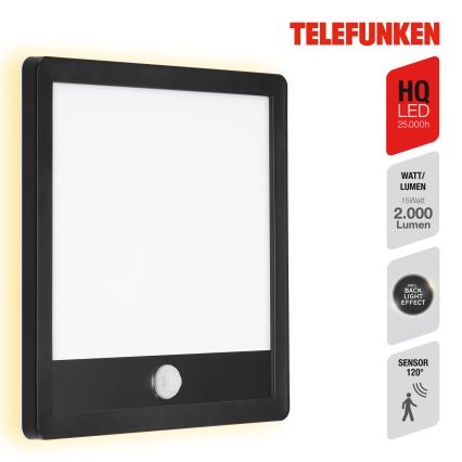 Telefunken 313805TF - LED lauko sieninis šviestuvas su jutikliu LED/15W/230V IP44