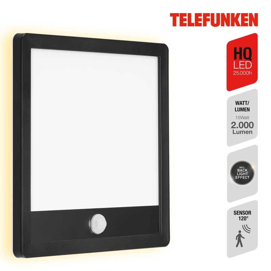 Telefunken 313805TF - LED lauko sieninis šviestuvas su jutikliu LED/15W/230V IP44
