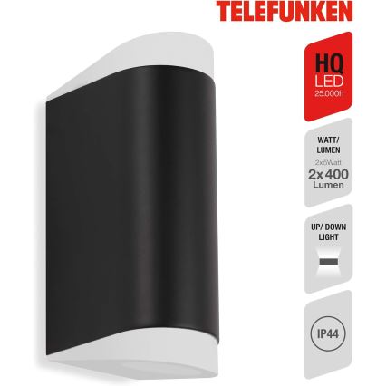 Telefunken 314905TF - LED sieninis lauko šviestuvas 2xGU10/5W/230V IP44 juoda