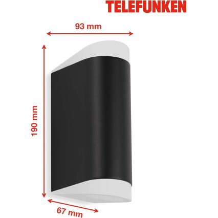 Telefunken 314905TF - LED sieninis lauko šviestuvas 2xGU10/5W/230V IP44 juoda