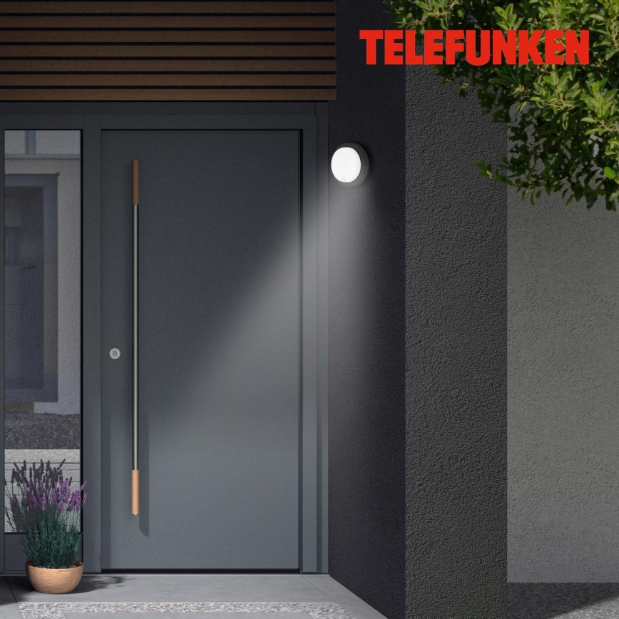 Telefunken 315305TF - LED Lauko sieninis šviestuvas su jutikliu LED/12W/230V IP44 juoda