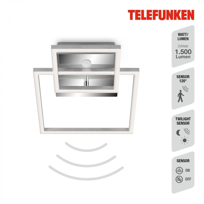 Telefunken 318608TF - LED lubinis šviestuvas su jutikliu FRAME LED/17W/230V 3000K matinis chromas