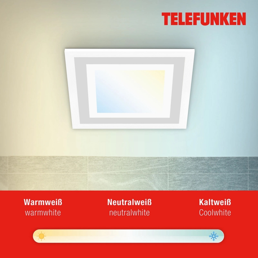 Telefunken 318706TF - LED RGBW dimeriuojama panelė/18W/230V 3000–6500K + nuotolinis valdymas