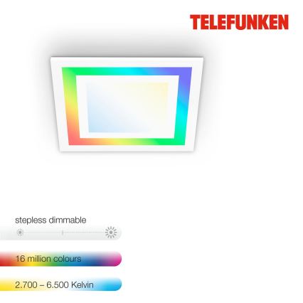 Telefunken 318706TF - LED RGBW dimeriuojama panelė/18W/230V 3000–6500K + nuotolinis valdymas