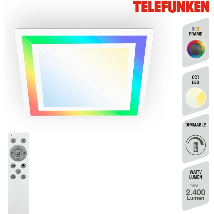Telefunken 318806TF - LED RGBW Reguliuojamas lubinis šviestuvas LED/24W/230V 3000-6500K + nuotolinio valdymo pultas