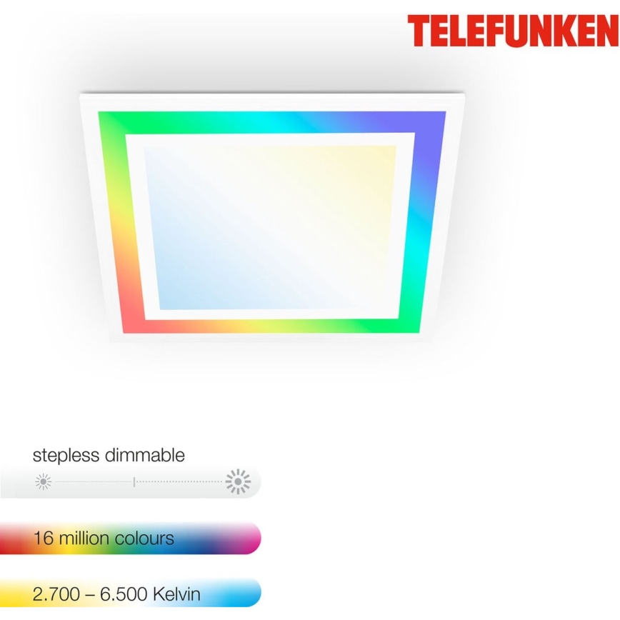 Telefunken 318806TF - LED RGBW Reguliuojamas lubinis šviestuvas LED/24W/230V 3000-6500K + nuotolinio valdymo pultas