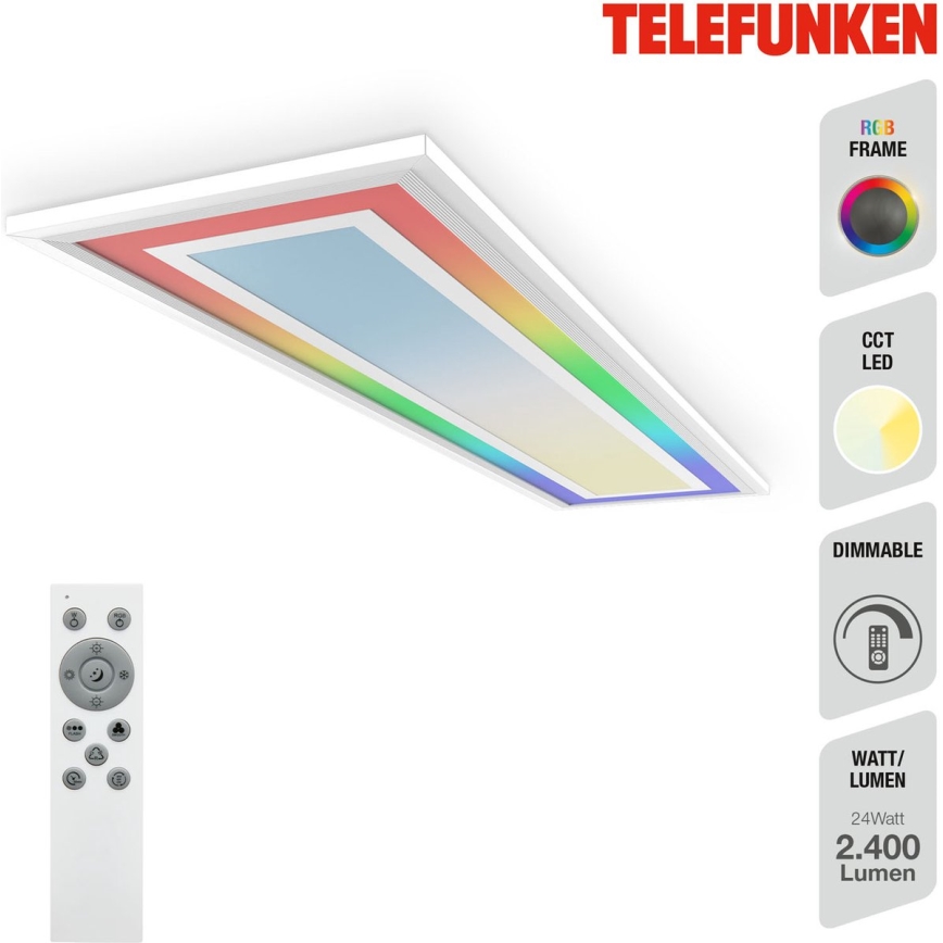 Telefunken 318906TF - LED RGBW dimeriuojamas lubinis šviestuvas LED/24W/230V 3000-6500K 25x100 cm + nuotolinis valdymas
