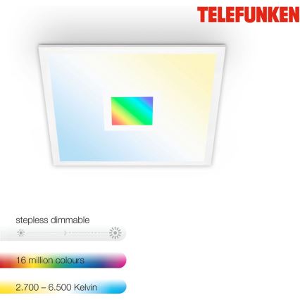 Telefunken 319106TF - RGBW Reguliuojamas lubinis šviestuvas LED/24W/230V 2700-6500K balta + nuotolinio valdymo pultas