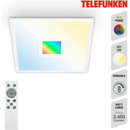 Telefunken 319106TF - RGBW Reguliuojamas lubinis šviestuvas LED/24W/230V 2700-6500K balta + nuotolinio valdymo pultas