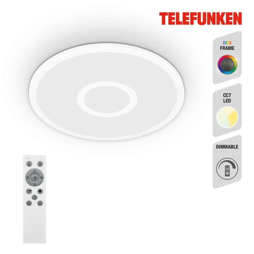 Telefunken 319306TF - LED RGBW Pritemdomas šviestuvas LED/22W/230V 2700-6500K + nuotolinio valdymo pultas
