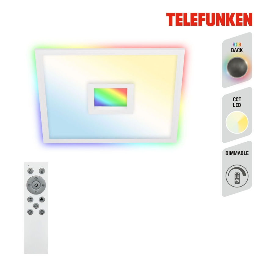 Telefunken 319506TF - RGBW Reguliuojamas lubinis šviestuvas LED/36W/230V 2700-6500K balta + nuotolinio valdymo pultas