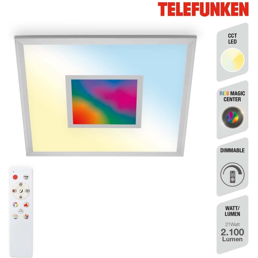 Telefunken 319704TF - LED RGB pritemdomas lubinis šviestuvas LED/24W/230V 3000-6500K + nuotolinio valdymo pultas